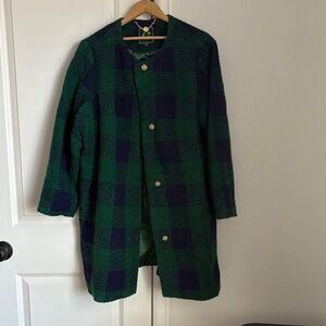 C. Wonder Navy and Emerald Checkered Pea Coat